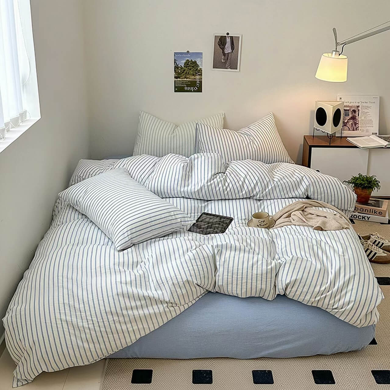 Cotton Yarn-dyed Washed Four-piece Set
