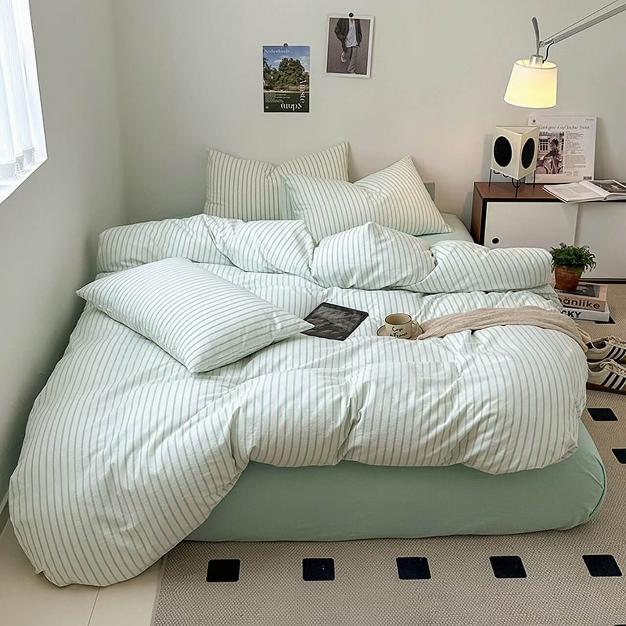 Cotton Yarn-dyed Washed Four-piece Set