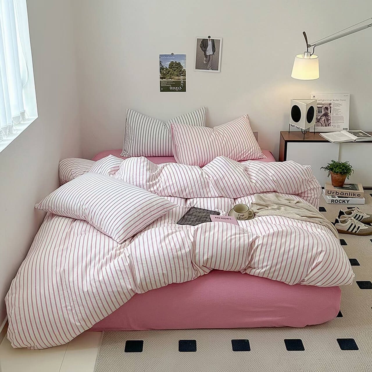 Cotton Yarn-dyed Washed Four-piece Set