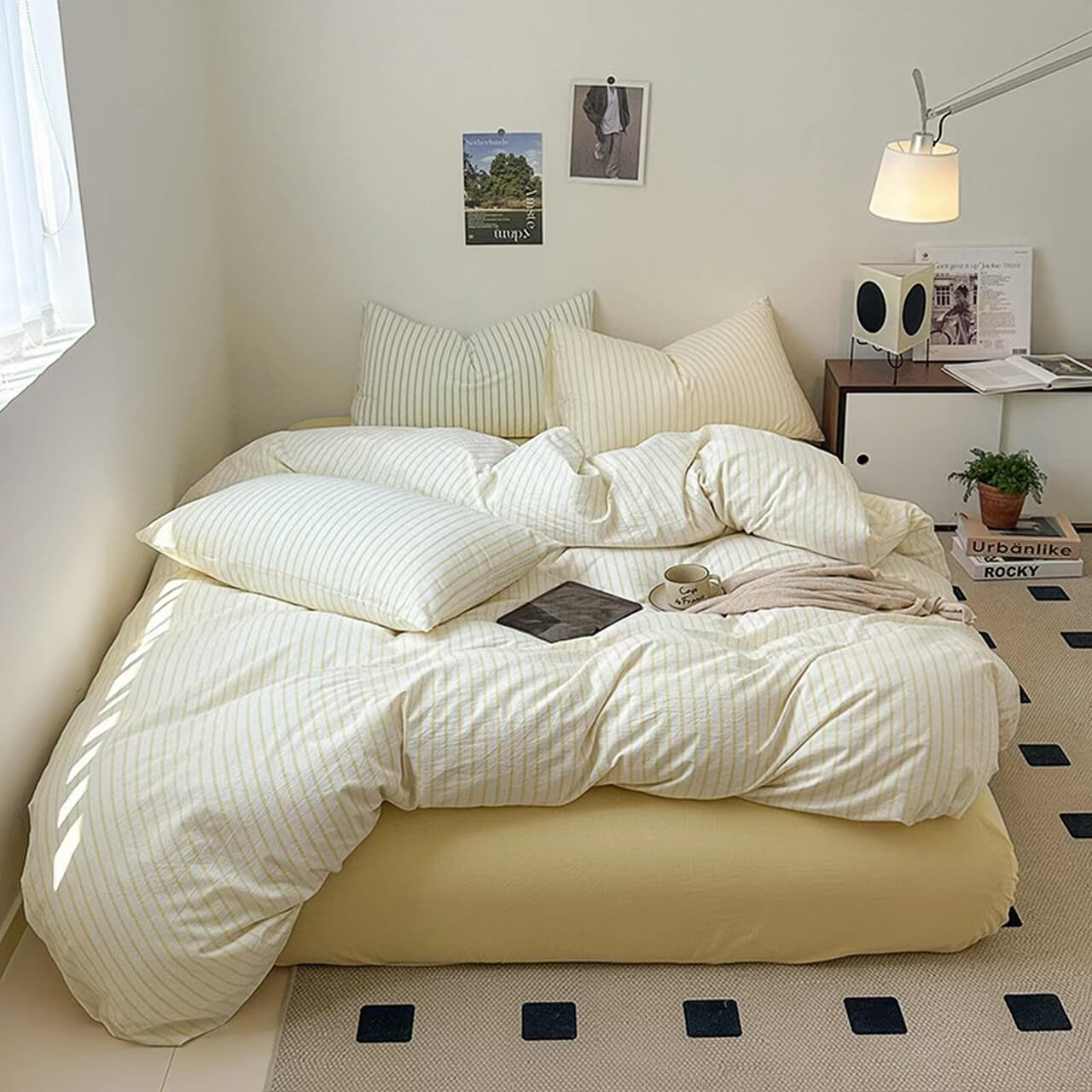 Cotton Yarn-dyed Washed Four-piece Set