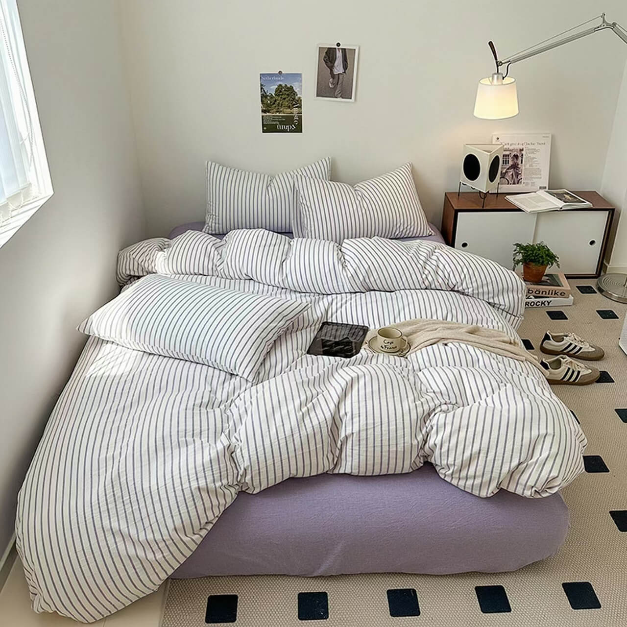 Cotton Yarn-dyed Washed Four-piece Set