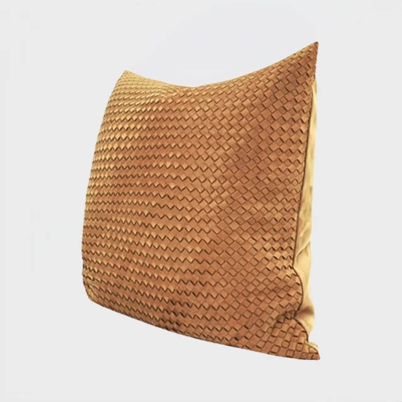 Handwoven Coffee Frosted Leather Square Pillow