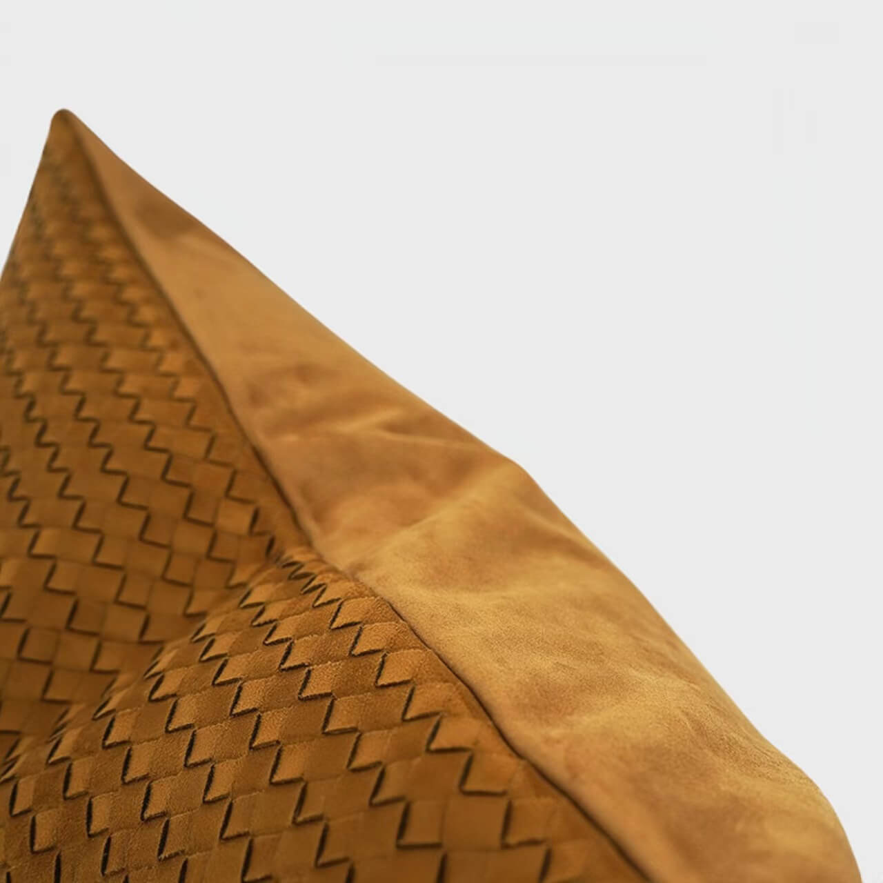 Handwoven Coffee Frosted Leather Square Pillow