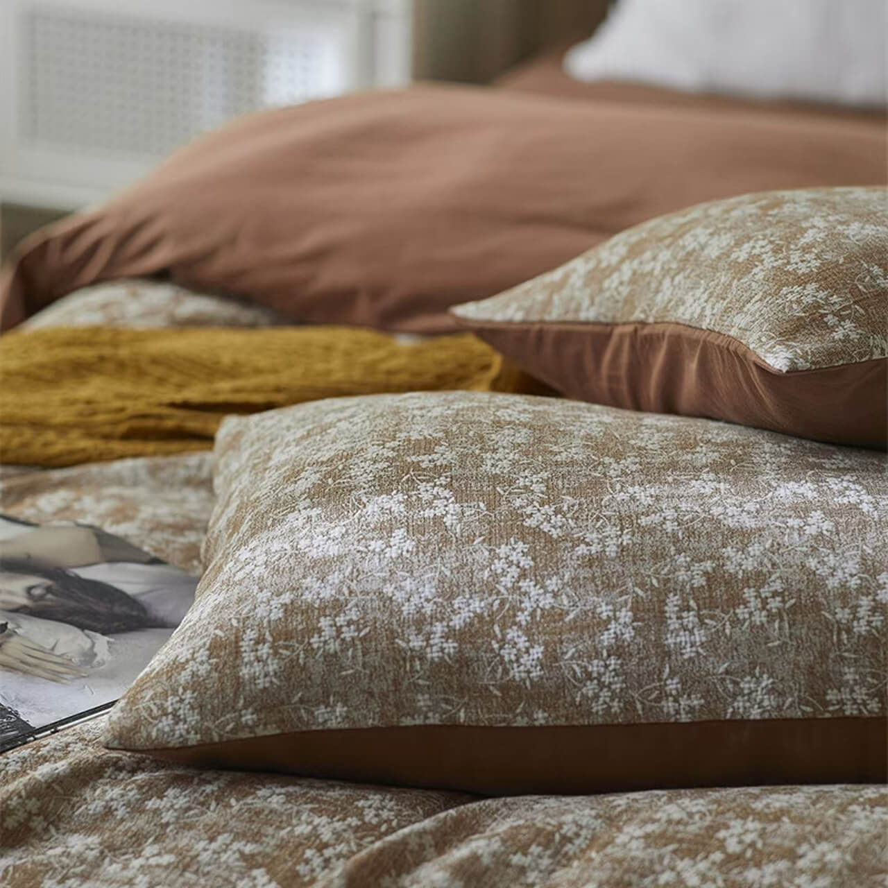 Three-Layer Jacquard Maroon Bed Set