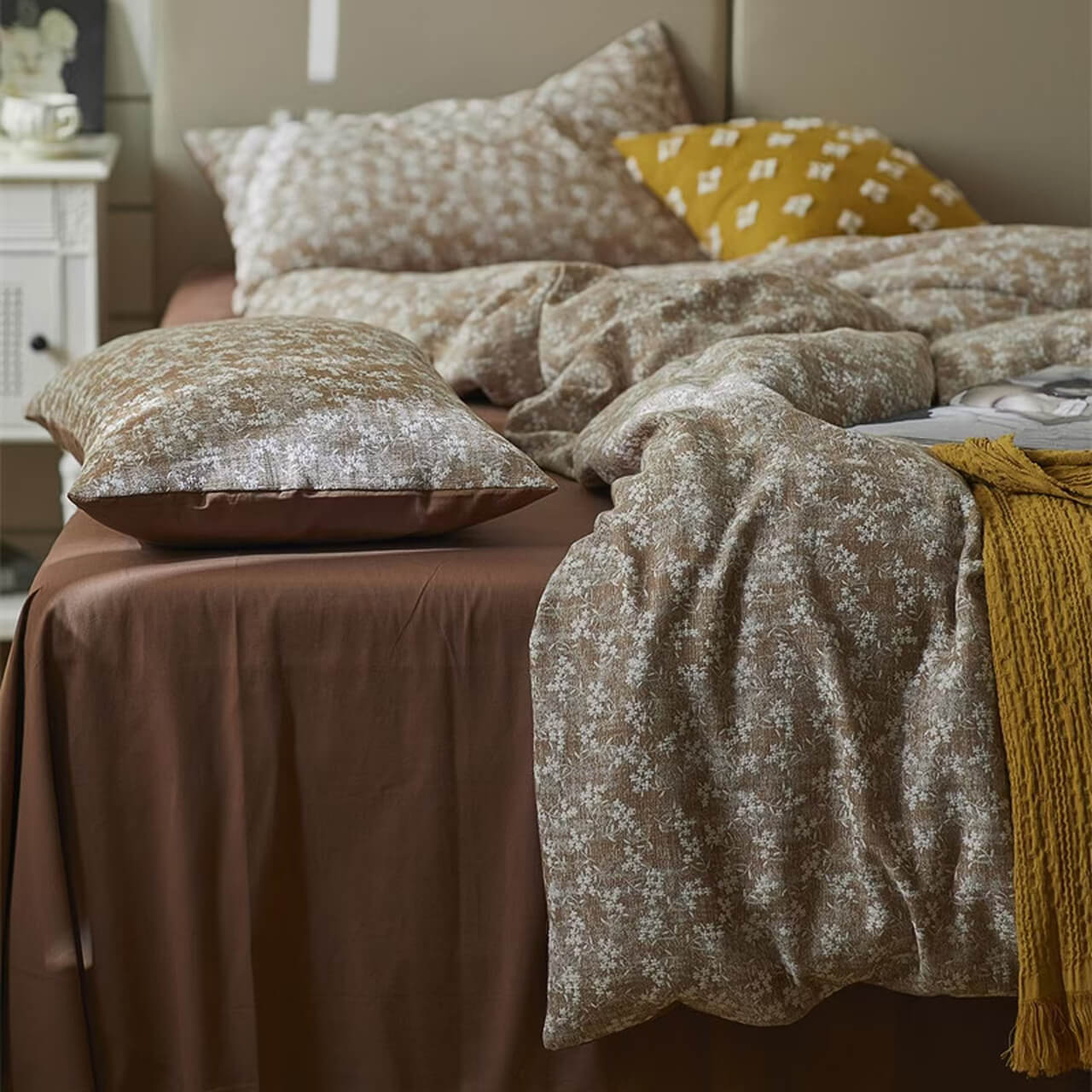 Three-Layer Jacquard Maroon Bed Set